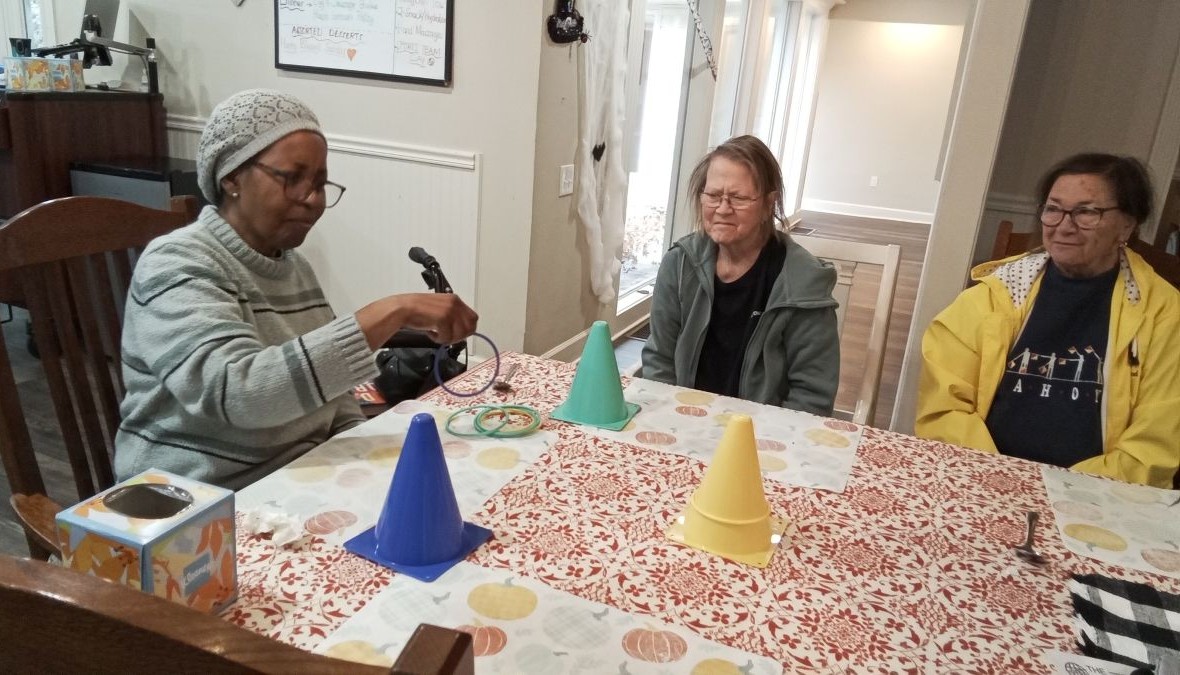 Senior citizens playing a game