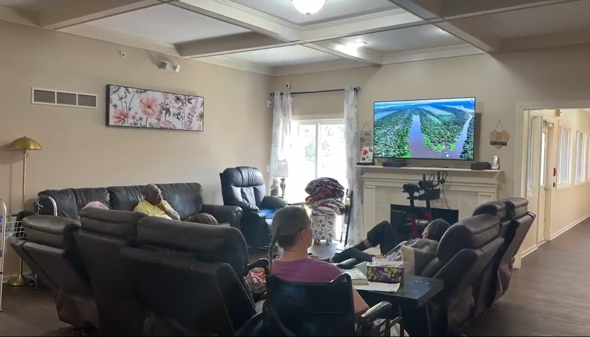 Grace House seniors watching TV